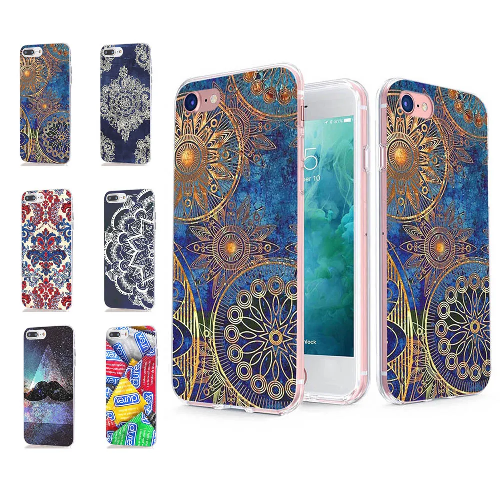 MLCRIYG мягкий телефон чехол для iPhone 6 S Plus 7 8 X TPU красочный Мандала разноцветный