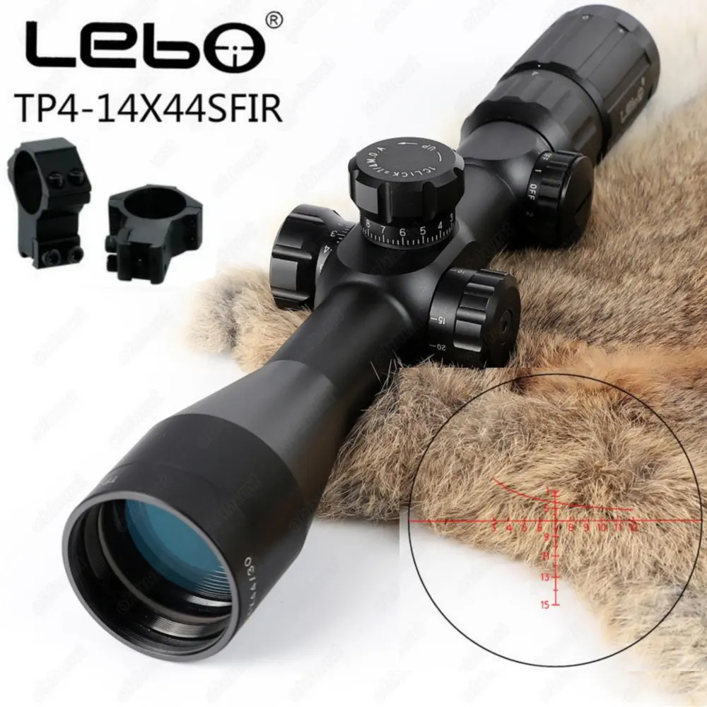 LEBO TP 4-14X44 SFIR первый фокальный плоскостный прицел боковой Параллакс стекло гравированное сетка Красная подсветка Охота стрельба прицел