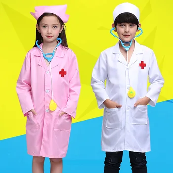 

Kids Uniforms Role Play Doctor Nurse Cosplay Costumes Set Jacket Hat Masks Syringes Stethoscope Prend Play Toy Gifts 130cm