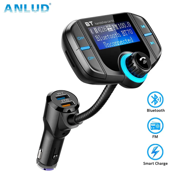 ANLUD Bluetooth FM передатчик QC3.0 двойной USB автомобиль Быстрая зарядка Handsfree