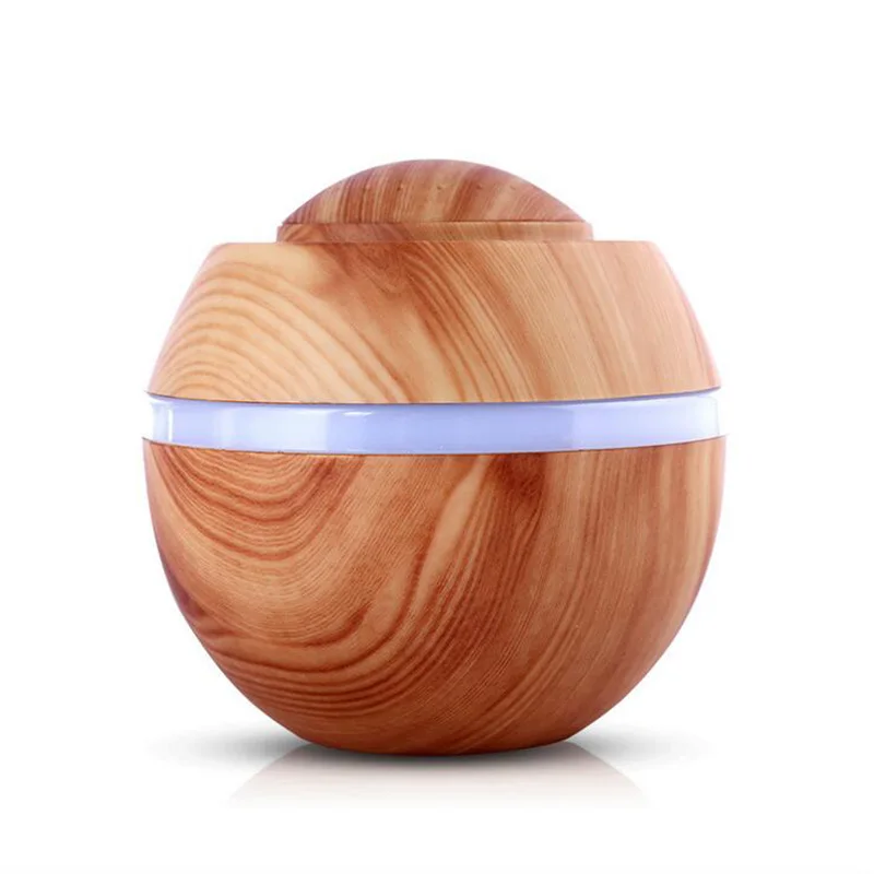  500ml Aroma Essential Oil Diffuser USB Ultrasonic Air Humidifier with Wood Grain 7 Color LED Light 