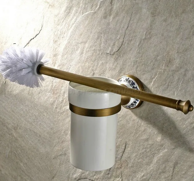 Toilet Brush Holder,Toilet Brush Cup,Ceramic Antique Brass Bathroom Hardware Set Bathroom Accessories zba406