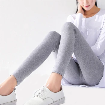 

CUHAKCI Top Cotton Leggings High Stretch Lday Gray Black Casual High Waist Leggings Trousers New Design Solid Plus Size Legging