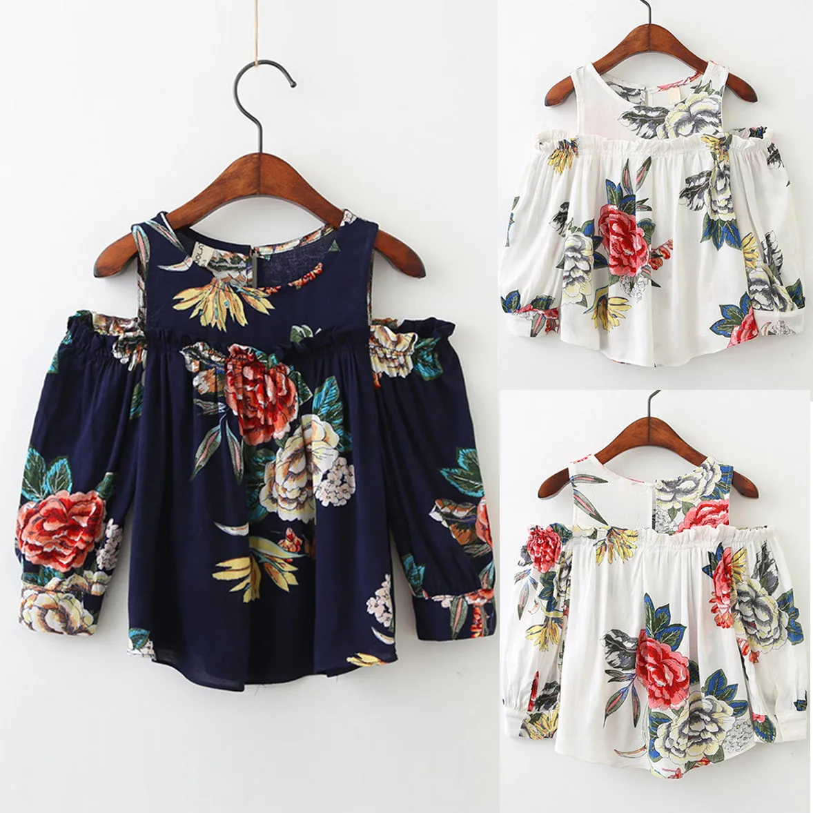 

toddler blouse short sleeve Baby Girls Clothes Flower Printing Strapless Blouse Tops chemise blanche enfant Dropshipping#PY25