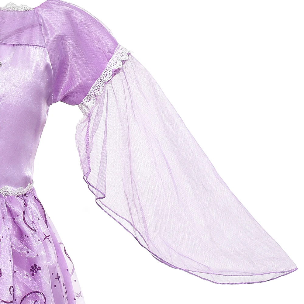 Платье Рапунцель; праздничная одежда для девочек; костюм с рисунком из мультфильма «Запутанная история»; нарядное весеннее бальное платье принцессы с тюлевыми рукавами для Хэллоуина