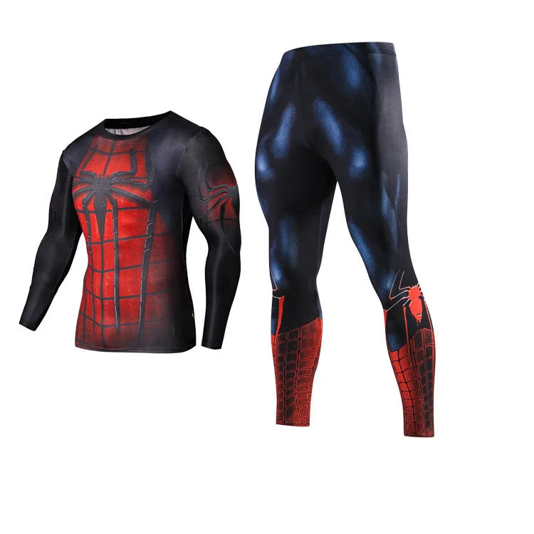 Для мужчин Фитнес Костюмы комплект для бега из супергероя Супермена, комплект спортивной одежды, Костюмы Спортивные костюмы 3D печати длинный сжатия наборы для ухода за кожей - Цвет: 7