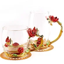 Новинка, эмалированная кофейная чашка, кружка, цветочный чай, чашки для горячих и холодных напитков, стеклянная чайная чашка, Ароматизированная чайная Питьевая бутылка, стеклянные подарки