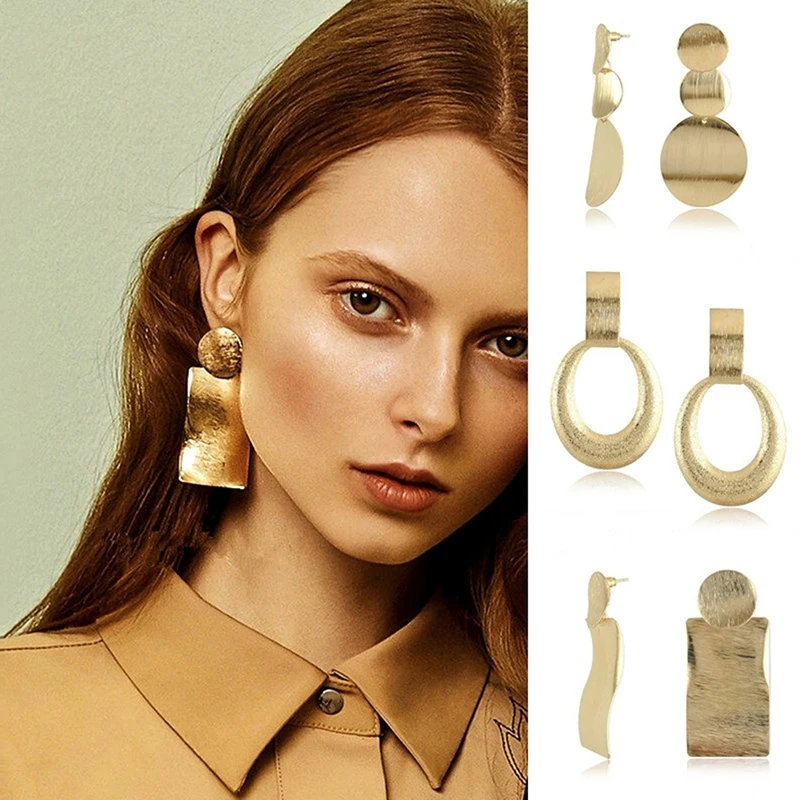 1 Pair Geometric Circular Exaggerated Earrings Long Drop For Women Engagement Party Jewelry Gift Clothing Accessories | Украшения и