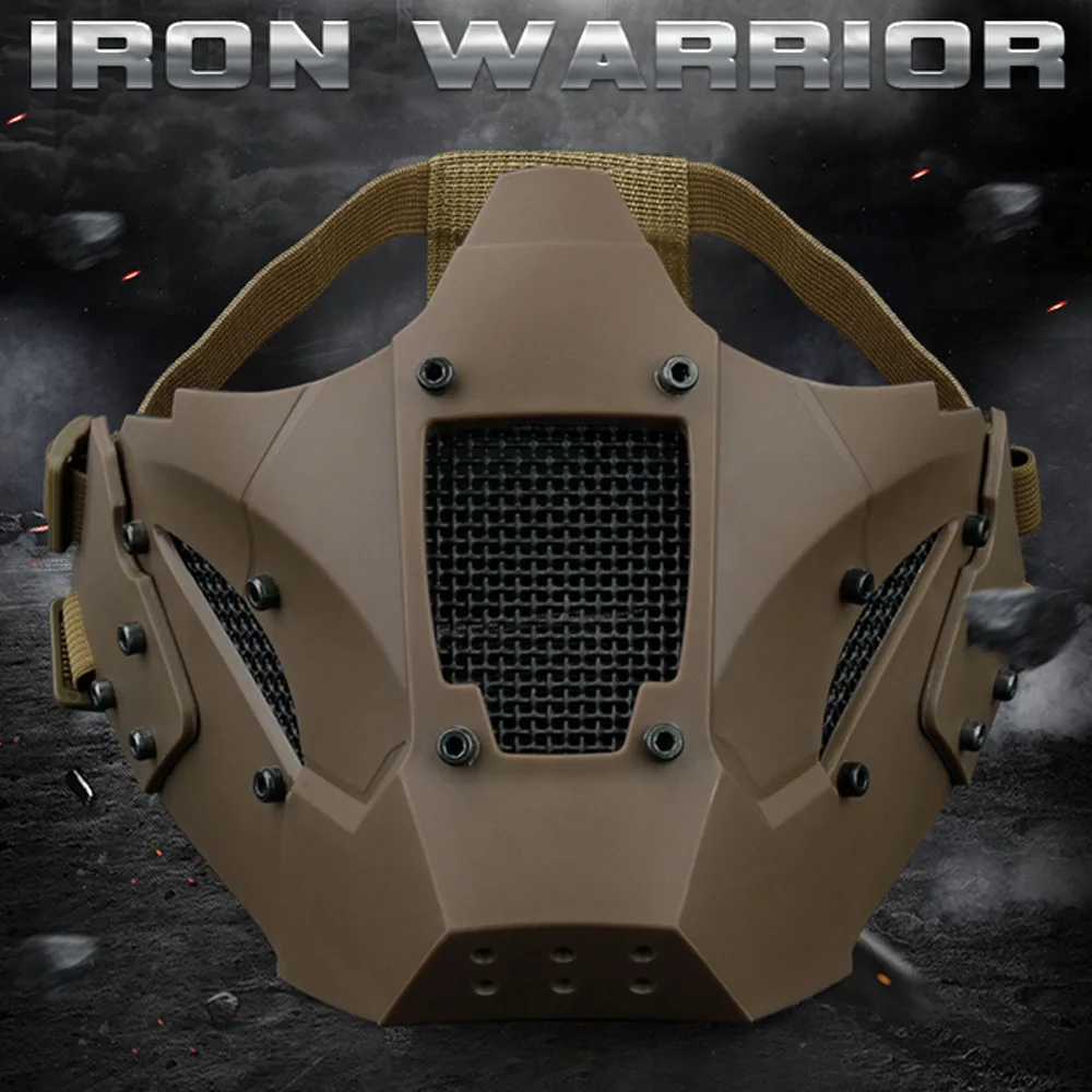 WoSporT тактический страйкбол Iron Warrior маска на пол-лица маска Применение с быстрой Шлем Военная униформа для CS Охота Стрельба Пейнтбольные аксессуары