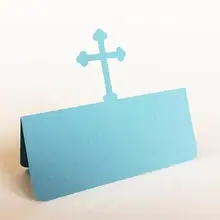 Пользовательские крест на крестины обед Первое причастие крещение свадебный стол, место, название карты Приём эскорт День рождения Baby Shower