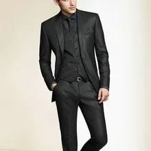 Мужской костюм из 3 предметов на свадьбу, классические узкие черные одежда для жениха