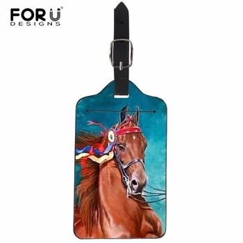 

FORUDESIGNS Horse Luggage Tag Portable PU Leather Suitcase Baggage Boarding Tag Address Label Name Travel Tag Travel Accessories