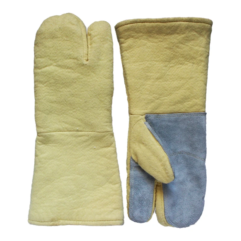Free shipping 2 pairs high temperature protective cow split mitten gloves insulated full lining finger protecting. | Инструменты