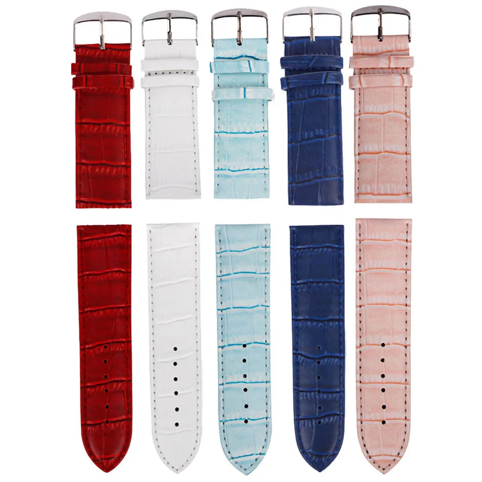

MIGEER 18MM 20MM 22MM Soft Watchbands Sweatband Leather Strap Steel Buckle Wrist Watch Band Wrist Bracelet Replacement Series