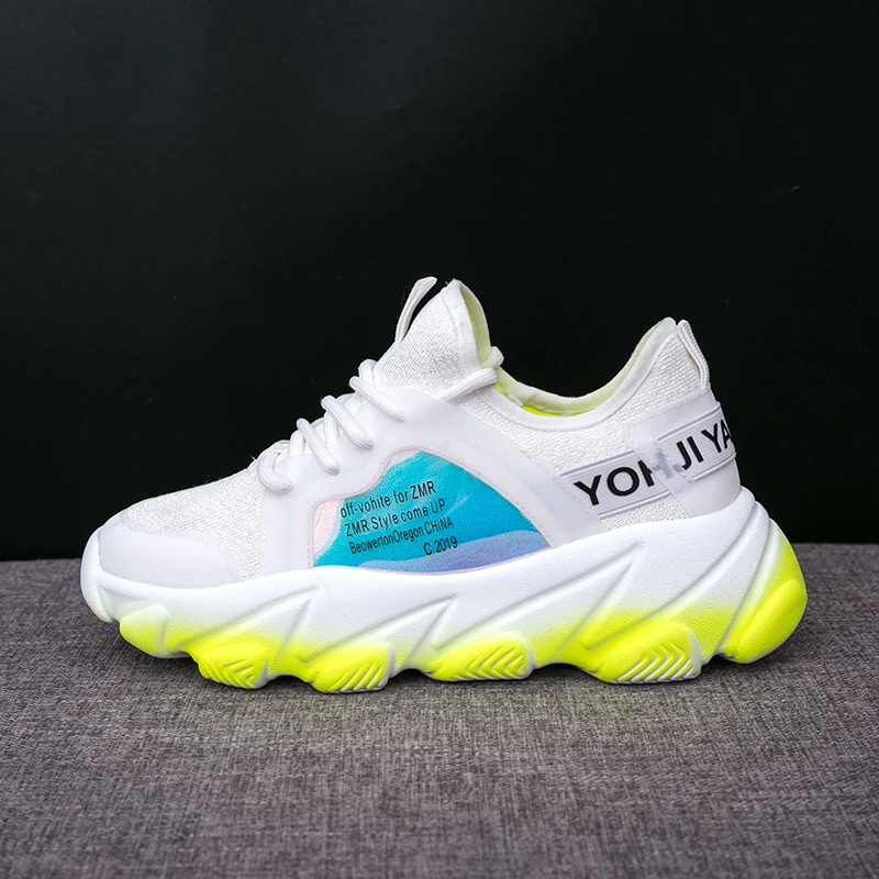 

Breathable Air Mesh Sneakers Women 2019 Spring Summer Lace Up Colorful Platform Knitting Soft Trainers Casual Shoes Woman