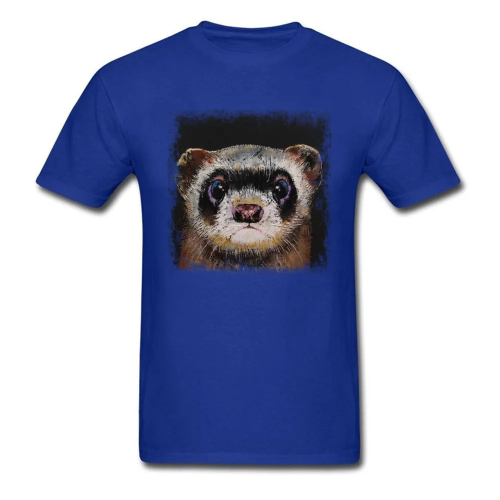 Cheap Mens T-shirts FERRET Casual Tops Shirt 100% Cotton Short Sleeve Birthday Clothing Shirt Crewneck Free Shipping FERRET blue