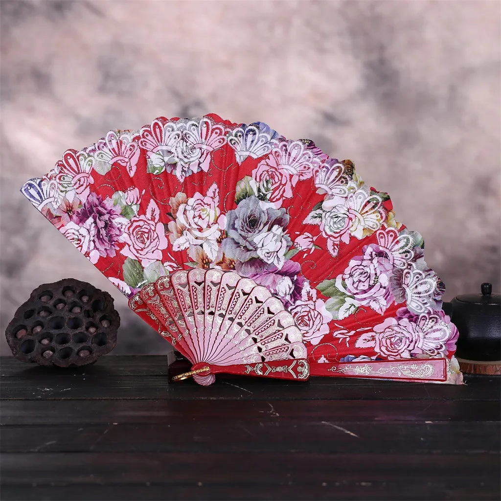 Самодельный веер китайский стиль танец Свадебная вечеринка кружево шелк складной Ручной Веер в виде цветка цвет дома практичный подарок падение#0509