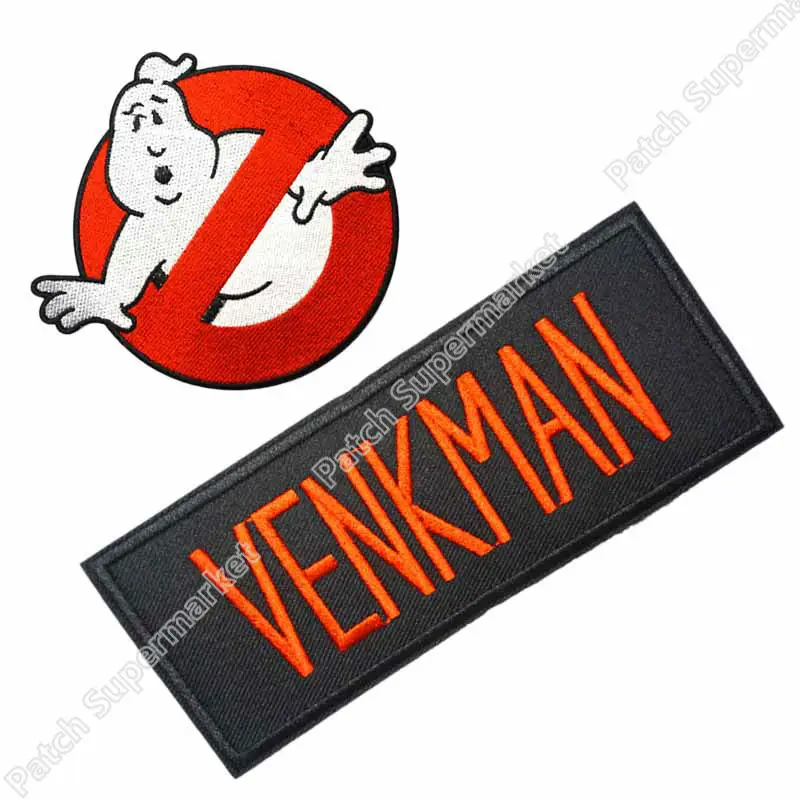 

GHOSTBUSTERS NO GHOST MOVIE LOGO VENKMAN NAME UNIFORM COSTUME IRON ON PATCH SET EMBLEM, Free shipping