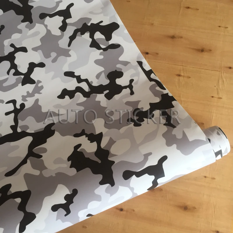 black white snow camo vinyl car wrap 4