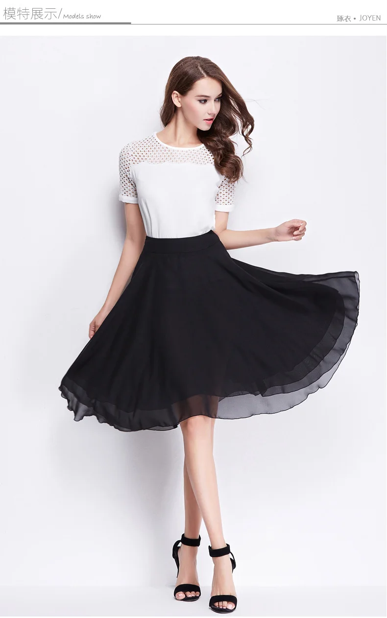 2015 Black Saia Midi Longa Summer Long Faldas Largas Umbrella Skirt In