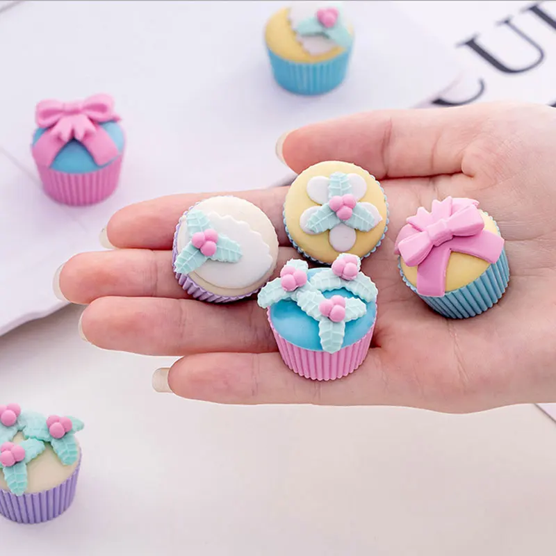 

Fancy dessert cake rubber eraser gomas de borrar School Stationery Supplies erasers for kids Promotion borracha escolar 4pcs/box