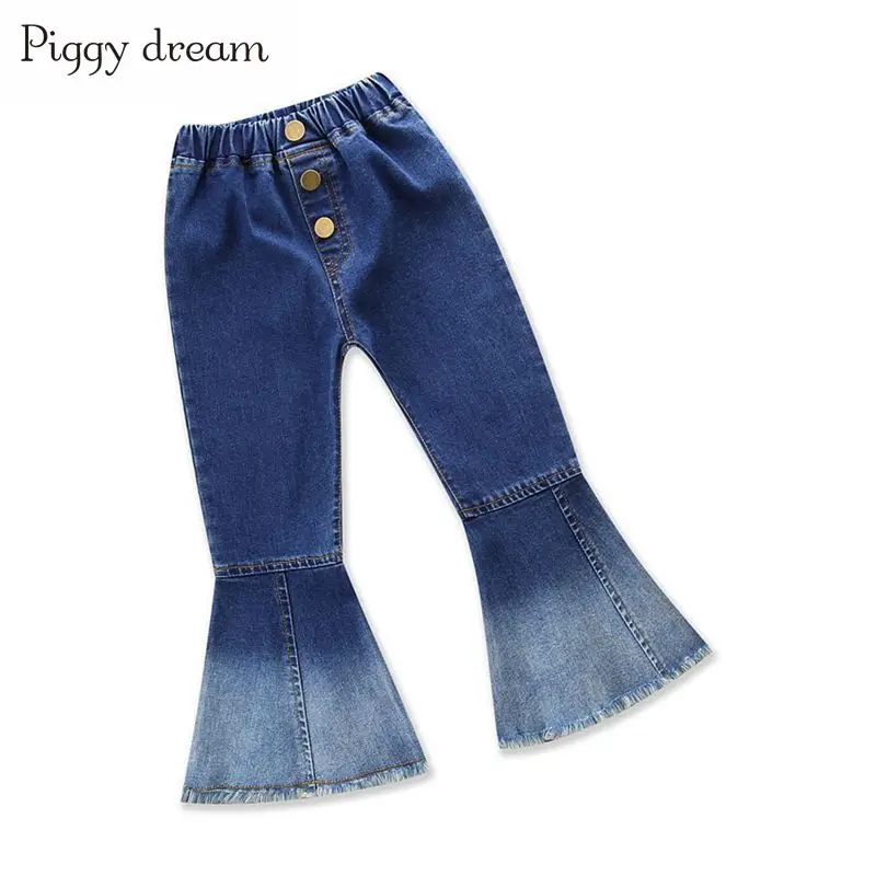 Новая модная одежда для девочек из джинсовой ткани с колокольчиками весенние повседневные брюки детские джинсы для девочек детские От 1 до 10 лет