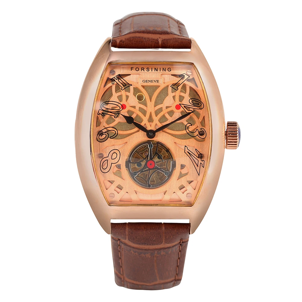 

Men's Rectangle Gold Case Automatic-self-winding Mechanical Watch Unique Design Dial Fashion Tourbillon Mechanical Wristwatch