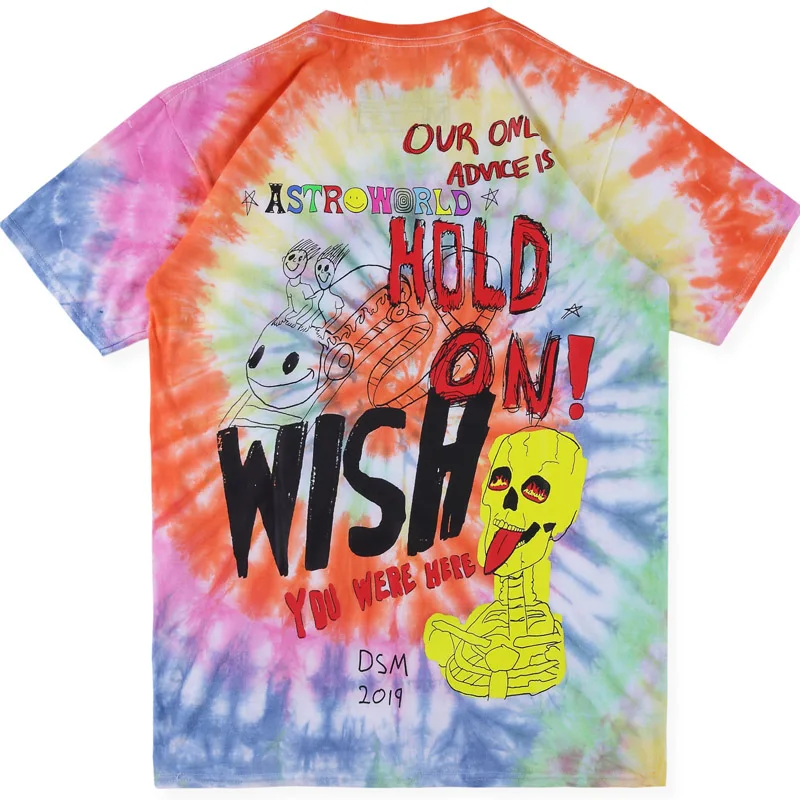

19SS TRAVIS SCOTT Graffiti Hand-painted 3D T-shirt Cactus Travis Scott Astroworld Sicko T-shirt Men's Women's High-quality Shirt