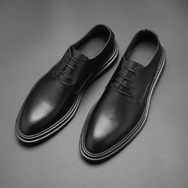

Leather Male Genuine Leather Black Increase Business Dress Leather Men Shoes Leather Dress Leather Shoes