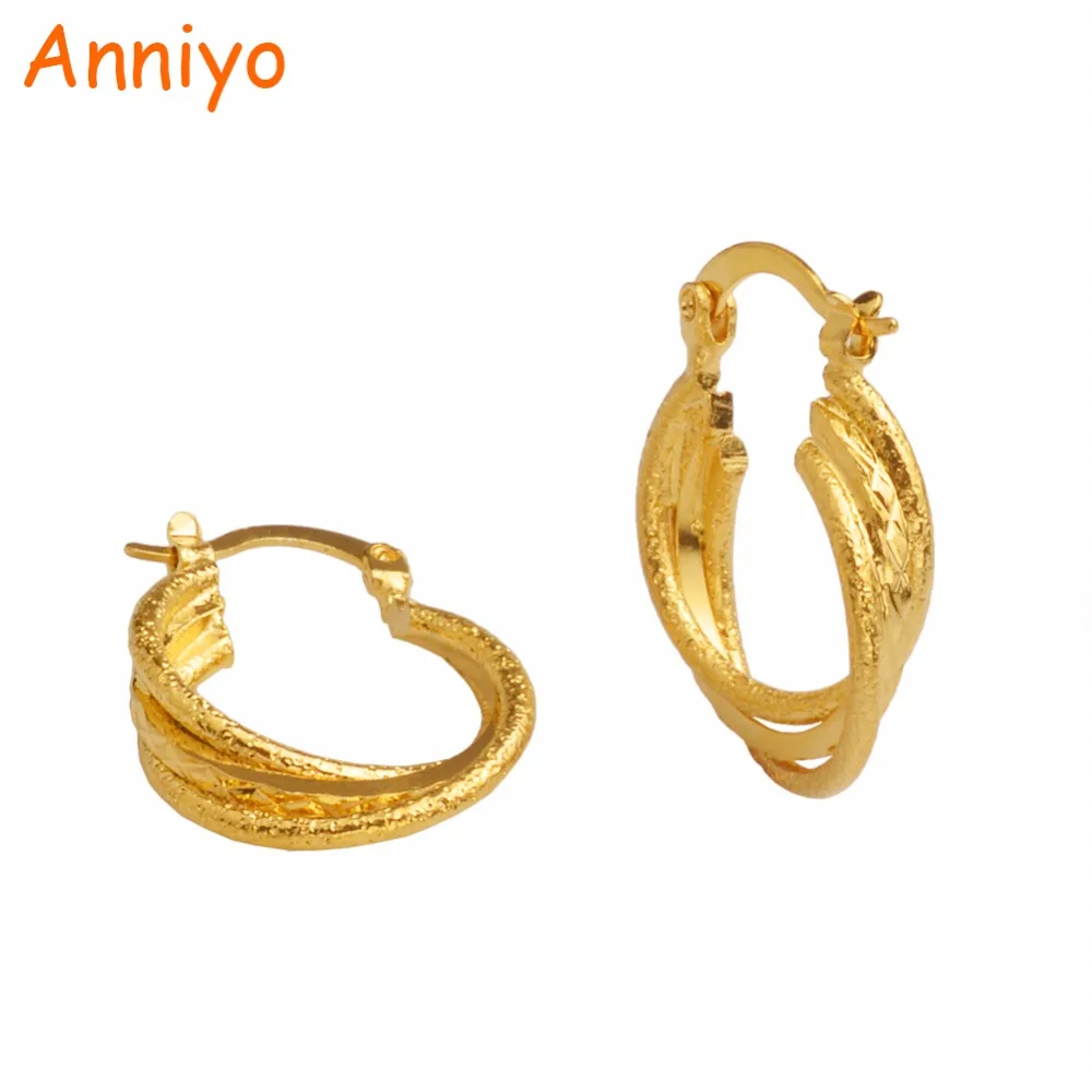 Anniyo витые серьги для женщин/девушек золотого цвета, арабские африканские металлические серьги-гвоздики, подарки, новые товары#006916