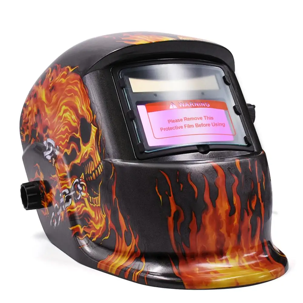 

Solar Energy Automatic Changeable Light Darkening Electric Welding Helmet Skull Pattern Welder Grinding Cap Protective Mask