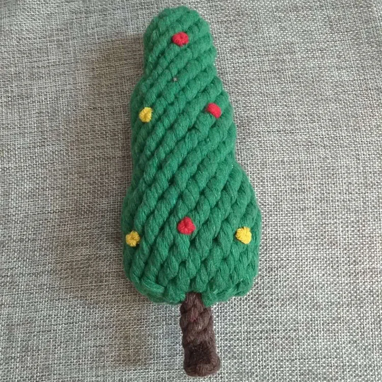 Dog Toys Bite Resistant Cotton Rope Toys Christmas Tree Design Durable Chew Toys Training Teething Toys for small dogs