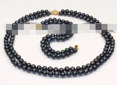 

Free shipping 656 a set 2 row 7-8mm white pink freshwater cultured pearl necklace bracelets