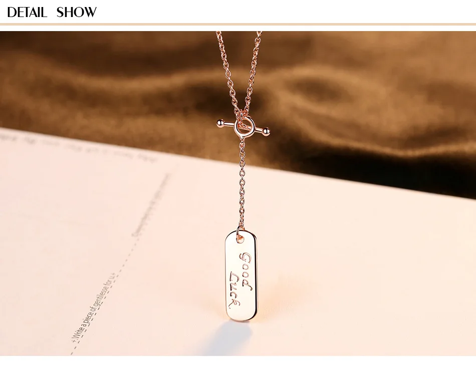 

Fashion Women Necklace S925 Sterling Silver Tag Letter Pendant LW08