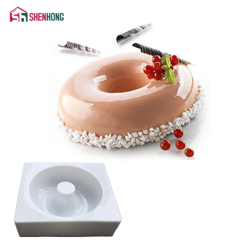 

SHENHONG Round Donuts Cake Mould Pan 3D Art Silicone Mold Mousse Silikonowe Chocolate Moule Baking Moule