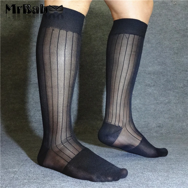 3Pairs Lot Men's 100% Nylon Sheer Socks,Sexy Knee High Long OTC TNT ...