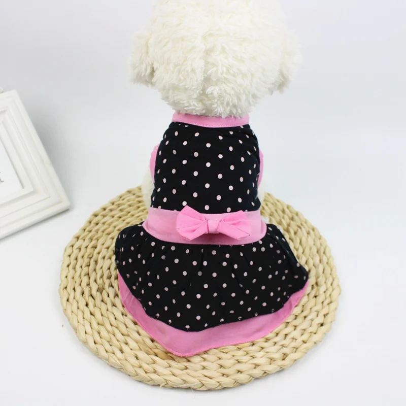 

Pet Spring Summer Dress Skirt for Small Medium Dogs Cotton Breathable Skirt with Bow Knot Pet Summer Princess Clothes Supplies