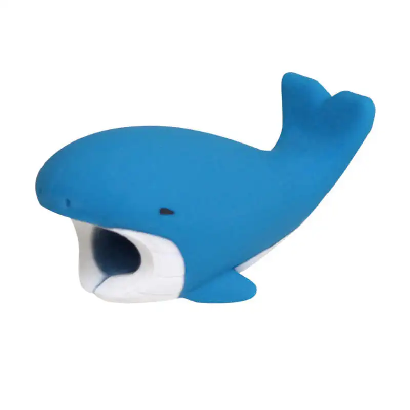 SOONHUA Универсальный милый usb-шнур, зарядное устройство, защитная крышка, кабель для передачи данных, шнур, животные, укусы, милый, защита от взлома для iPhone - Цвет: Blue Whale