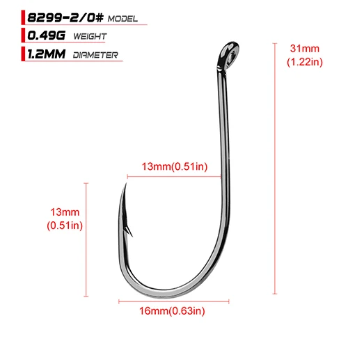 50 шт./лот рыболовный крючок 1/0#-6/0#8299 серия Осьминог HC-72A Высокоуглеродистая сталь Карп Anzol рыболовный крючок морская вода Pesca рыболовный крючок - Цвет: size2-0