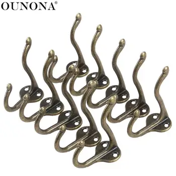 

10pcs Cloth Hook Hangers Bronze Vintage Wall Mounted Bag Hat Hanger Single Hook for Clothes Towel Pants Hanger