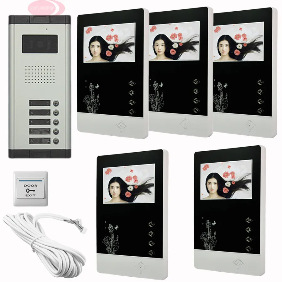 Apartment Doorbell System 5 Keys Video Door Phone Doorbell