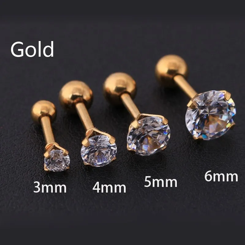 1 pcs/bag Size 3/4/5/6mm 4 Colors Medical titanium needle True zircon Ear Studs Boys and girls Earrings For DIY Party Earrings - Image 3