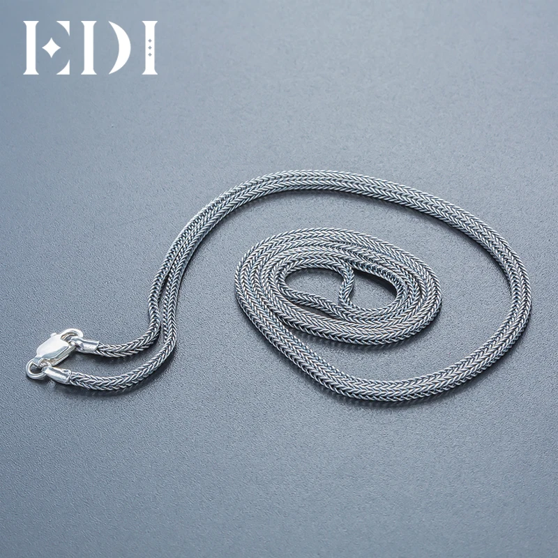 EDI Винтаж Ретро 925 пробы Серебряное длинное ожерелье для женщин и мужчин ювелирные изделия 2 мм контракт богемные цепи