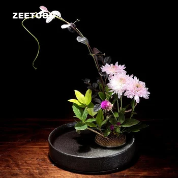 

Coarse Pottery Plants Vase Jardiniere Ikebana Kenzan Creative Vintage Home Decoration Ceramic Tabletop Flower Arrangement Pot