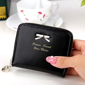 

2018 High quality Brand Wallet Women Bowknot Small Purse PU Artificial Leather Wallet Female Zipper Coin Purse Wallet overwatch