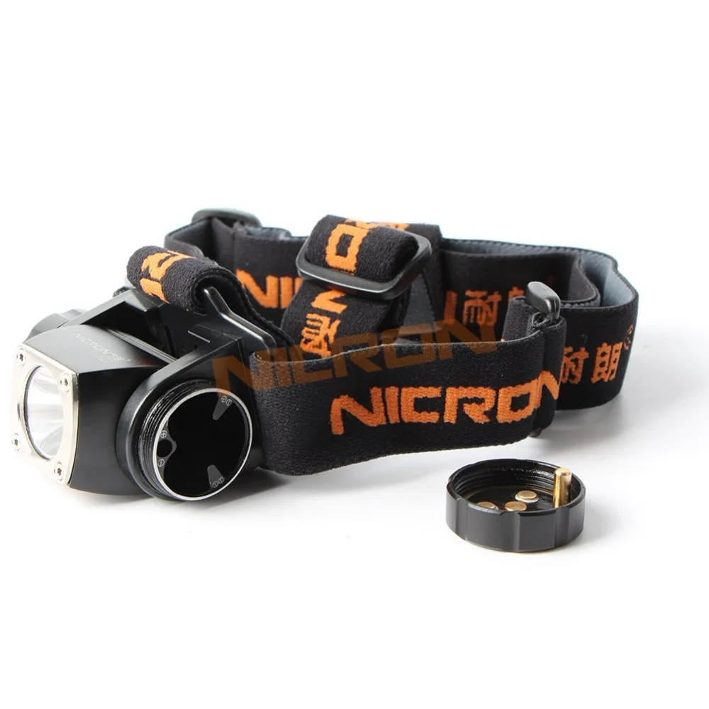 Налобный фонарь NICRON светодиодный с яркостью 380 лм 150 м AAA аккумулятор алюминиевый