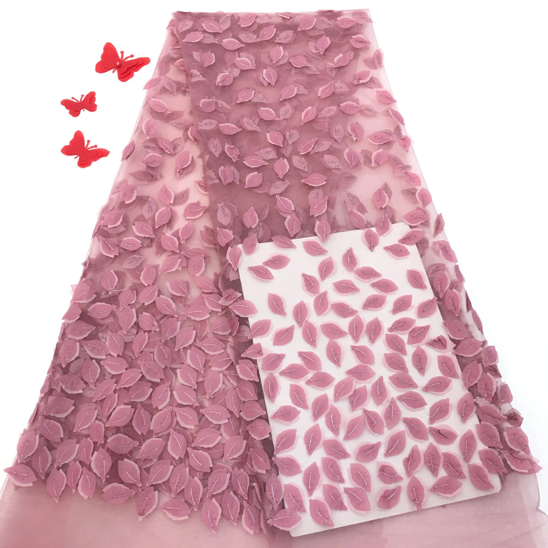 Новая дизайнерская розовая африканская 3D Цветочная кружевная ткань французская швейцарская Тюлевая кружевная ткань для свадебной вечеринки нигерийские кружевные ткани