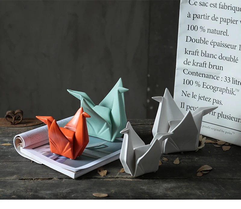 Modern Nordic Creative Origami Paper Crane Ceramic Statue Abstract Geometric Animal Figurine Sculpture Home Decor Gift D051 Figurines Miniatures Aliexpress