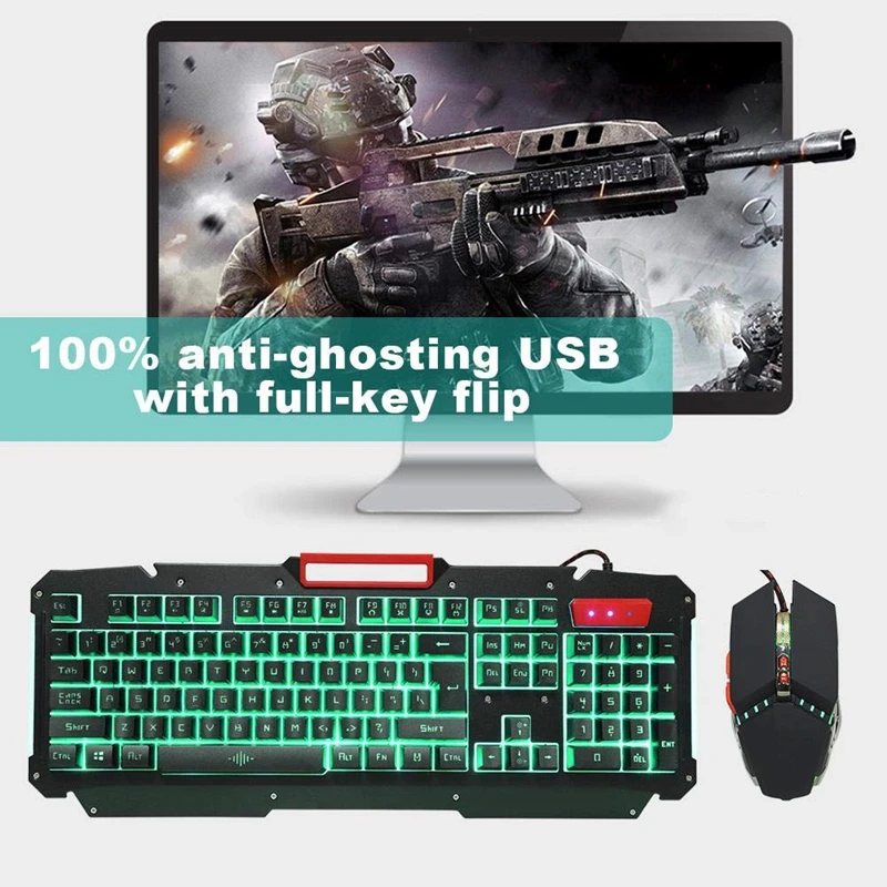 Механическая клавиатура RGB с подсветкой USB Проводная игровая имитация