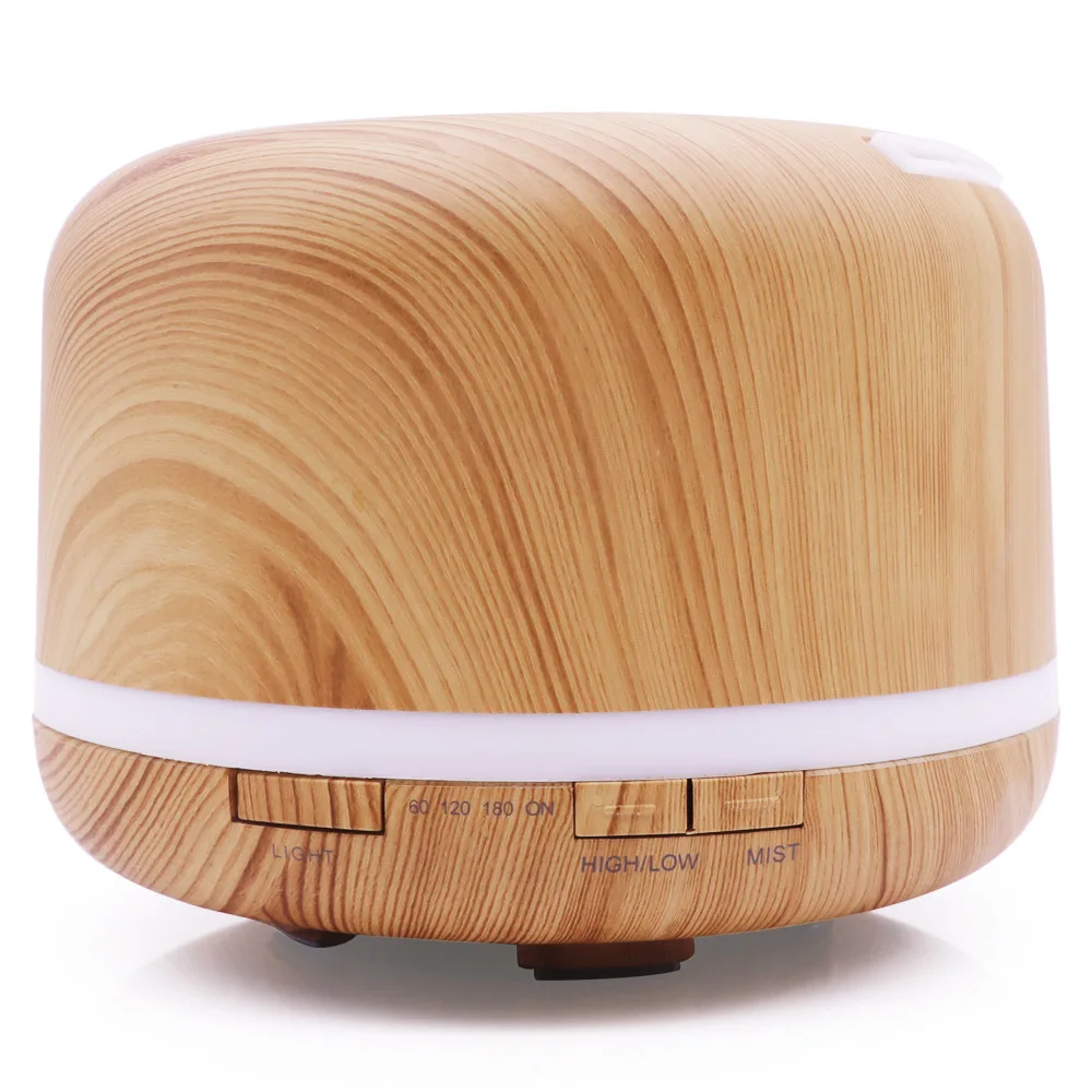 

Ultrasonic air humidifier Aroma Essential Oil Diffuser 7 Color Changing LED Light 500ml Aromatherapy machine with Wood Grain